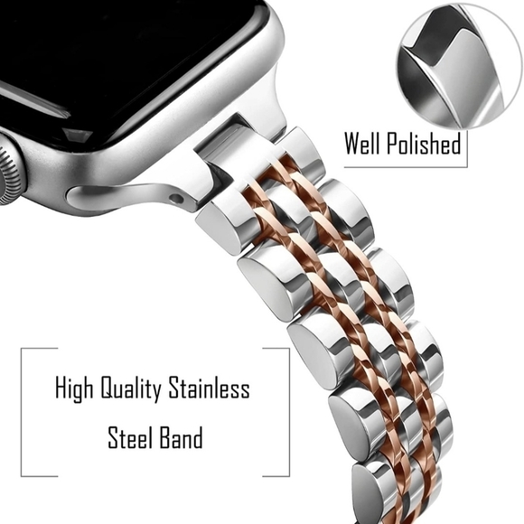 Secbolt Stainless Steel Slim Bands Compatible with Apple Watch 38mm 40mm 41mm iW - Picture 2 of 4